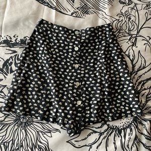 Vintage Skort Skirt 90s Black Floral Britland XS